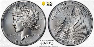 2021 $1 Peace Dollar 100th Anniversary First Strike MS70