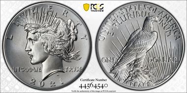 2021 $1 Peace Dollar 100th Anniversary First Strike MS70