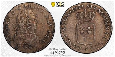 1721-A 1/6 Ecu Gad-297 Flan réformé VF35