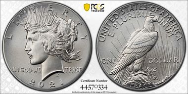 2021 $1 Peace Dollar 100th Anniversary First Strike MS70