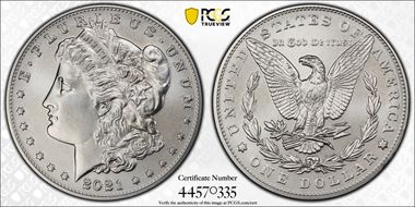 2021 $1 Morgan Dollar 100th Anniversary First Strike MS70