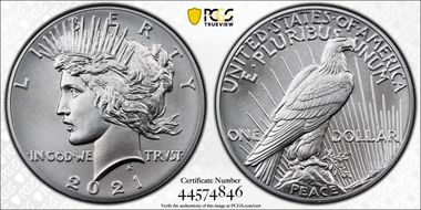 2021 $1 Peace Dollar 100th Anniversary First Strike MS70