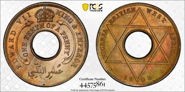 1908 1/10D KM-3 Copper-Nickel MS66