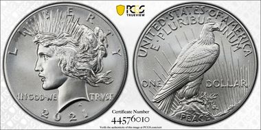 2021 $1 Peace Dollar 100th Anniversary First Strike MS69