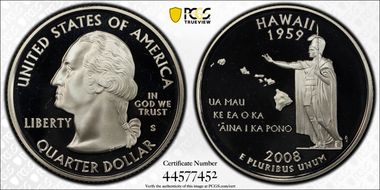 2008-S 25C Hawaii Silver PR69DCAM