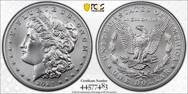 2021-CC Privy $1 Morgan Dollar 100th Anniversary First Strike MS70