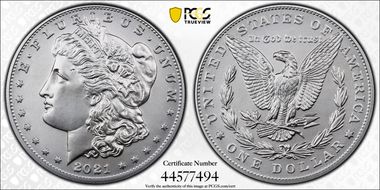 2021 $1 Morgan Dollar 100th Anniversary First Strike MS70