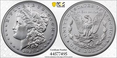 2021 $1 Morgan Dollar 100th Anniversary First Strike MS70