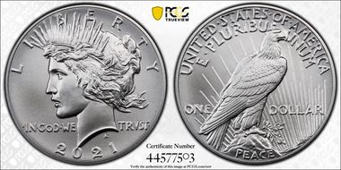 2021 $1 Peace Dollar 100th Anniversary First Strike MS70