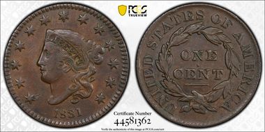 1831 1C Large Letters VF35BN