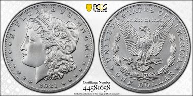 2021-CC Privy $1 Morgan Dollar 100th Anniversary First Strike MS70