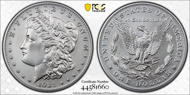 2021-CC Privy $1 Morgan Dollar 100th Anniversary First Strike MS70