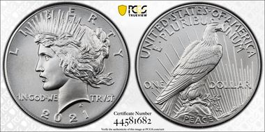 2021 $1 Peace Dollar 100th Anniversary First Strike MS70