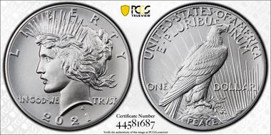 2021 $1 Peace Dollar 100th Anniversary First Strike MS70