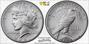 2021 $1 Peace Dollar 100th Anniversary First Strike MS69