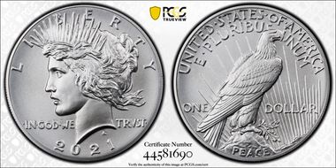 2021 $1 Peace Dollar 100th Anniversary First Strike MS69
