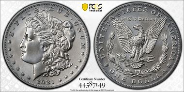 2021 $1 Morgan Dollar 100th Anniversary First Strike MS70