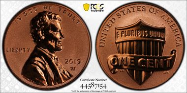 2019-W 1C Shield - Reverse Proof PR67RD