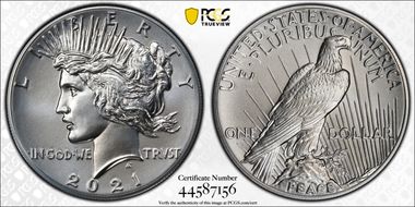 2021 $1 Peace Dollar 100th Anniversary First Strike MS69
