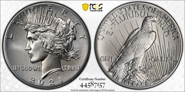 2021 $1 Peace Dollar 100th Anniversary First Strike MS69