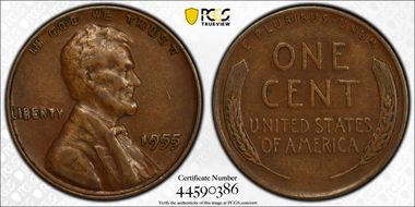 1955 1C Doubled Die Obverse VF30BN