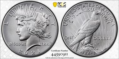 2021 $1 Peace Dollar 100th Anniversary First Strike MS69