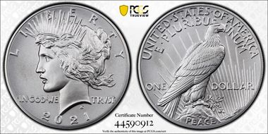 2021 $1 Peace Dollar 100th Anniversary First Strike MS70