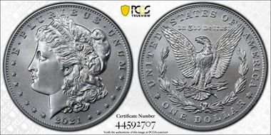 2021 $1 Morgan Dollar 100th Anniversary First Strike MS70