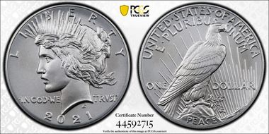 2021 $1 Peace Dollar 100th Anniversary MS70