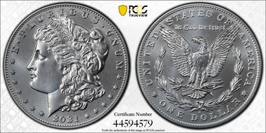 2021-D $1 Morgan Dollar 100th Anniversary First Strike MS70