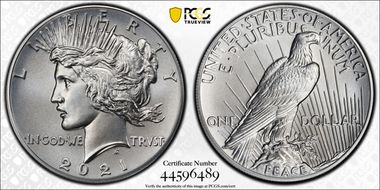 2021 $1 Peace Dollar 100th Anniversary First Strike MS70