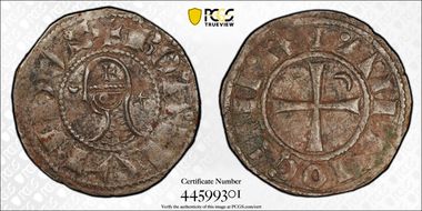 (1163-1201) Denier Bohemond III Head Left AU50