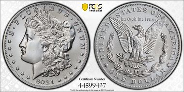 2021 $1 Morgan Dollar 100th Anniversary MS70