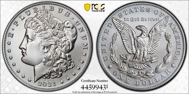 2021-CC Privy $1 Morgan Dollar 100th Anniversary MS70
