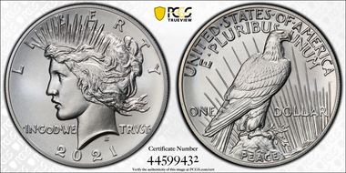 2021 $1 Peace Dollar 100th Anniversary MS70