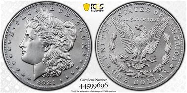 2021 $1 Morgan Dollar 100th Anniversary First Strike MS70