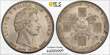 1829 Thaler KM-738 Commercial Treaty MS65