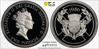 1986 £2 S-K1 Commonwealth Games Ag PR69DCAM