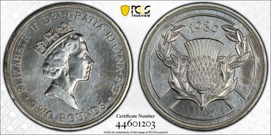 1986 £2 Commonwealth Games Ag N1