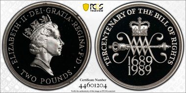 1989 £2 S-K2 Bill of Rights Ag PR69DCAM