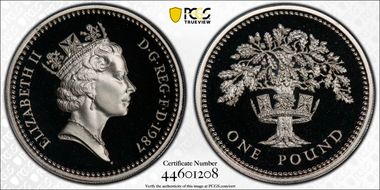 1987 £1 S-J5 English Design Ag PR69DCAM
