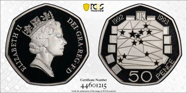 1992-93 50p S-H5 Presidency Ag PR70DCAM