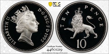 1992 10p S-F4 24.5mm Silver PR69DCAM