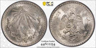 1923-M Peso KM-455  Ag MS64