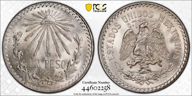 1927-M Peso KM-455  Ag MS66