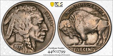 1935 5C Doubled Die Reverse VF20