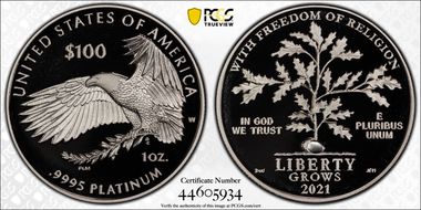 2021-W $100 Freedom of Religion PR69DCAM