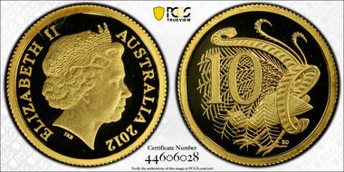 2012 10C lyre bird 0.5g Gold PR70DCAM