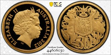 2012 50C Coat of Arms  0.5g Gold PR69DCAM