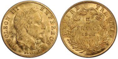 1866-BB 5 Fr Gad-1002 MS63+